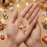 Stethoscope Cross 14K Gold Plated Pendant Necklace for Women Nurse Doctor Birthday Graduation Gift for Medical Student