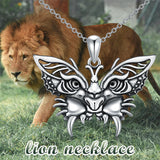 Sterling Silver  Butterfly Lion Pendant Necklace