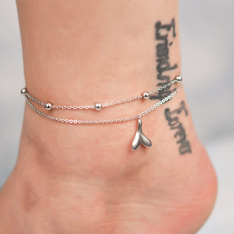 Sterling Silver Multi-layered Animal Anklet