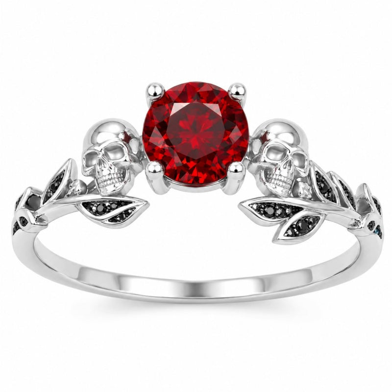 Sterling Silver 10K 14K 18K Gold Personalized Gothic Skull Ring Exquisite Spooky Jewelry for Halloween Lovers