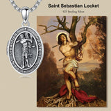 Sterling Silver Personalized Photo St. Anthony Francis Sebastian Medal Protection Necklace Catholic Christian Jewelry