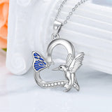 Sterling Silver Cubic Zirconia Hummingbird Pendant Necklace