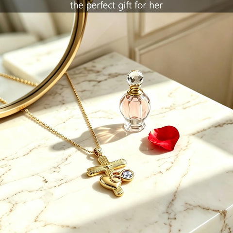 14K Gold Plated Cubic Zirconia Infinity Heart Pendant Necklace for Women