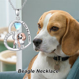 Sterling Silver Moonstone Pug Chihuahua Poodle German Shepherd Maltese Pendant Necklace Engraved wth I Love You Forever