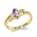 Copper Sterling Silver Personalized Birthstone High School College Class Ring Graduation Memorial Rings Gifts for Her
