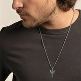 Sterling Silver  Deer_Antler Cross Pendant Necklace