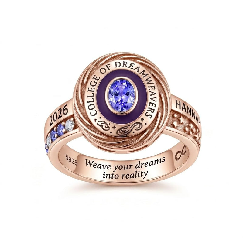 Sterling Silver Infinity Symbol Personalized  Birthstone Engraved  Class Ring for Women
