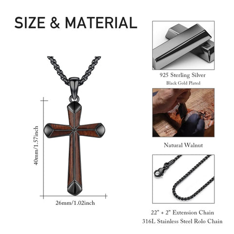 14K Gold Plated Cross Pendant Necklace Protection Jewelry Religious Gift