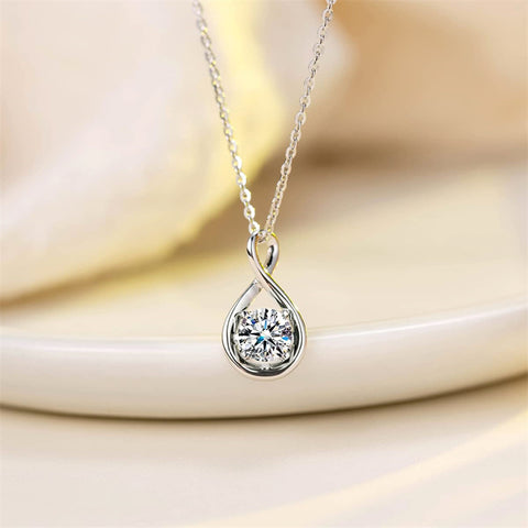 10K 14K 18K  White Gold Round Birthstone Infinity Necklace Mothers Day Gift