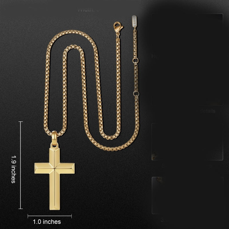 14K Gold Plated Cross Necklace for Men with Adjustable Chain Jewelry Gift for Him