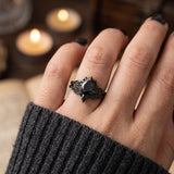 Sterling Silver 10K  14K  18K Gold 1CT-4CT Black Onyx Engagement Ring Gothic Wedding Promise Ring