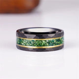 Sterling Silver Personalized Engraved Moss Agate Ring Wedding Rings for Men