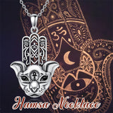 Sterling Silver Hamsa Hand Owl Egyptian Cat Lion Pendant Necklace