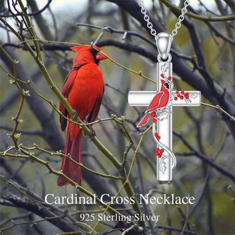 Sterling Silver Cross Bee Hummingbird Butterfly Dove Red Cardinal Pendant Necklace for Her