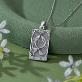 Sterling Silver Tarot Card 12 Zodiac Sign Pendant Necklace
