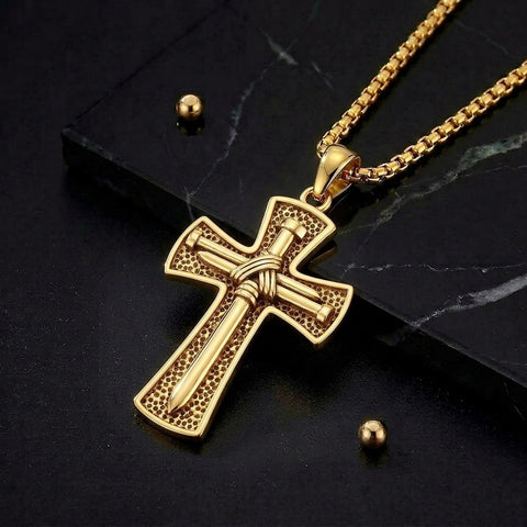 10K 14K 18K Gold Cross Pendant Necklace Religious Jewelry Gifts for Men and Women