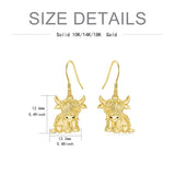 10K 14K 18K Gold Highland Cow Animal Earrings