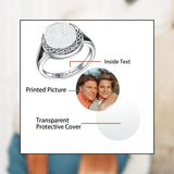 Custom Ring with Picture for Women Men Sterling Silver Personalized Memorial Photo Ring Customize Engraved Memorial Rings for Mom Dad Grandma Pet