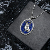 Sterling Silver Praying Hands Angel Sword Wing Cross Pendant Necklace Religious Gifts for Men