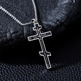 Sterling Silver Wooden Lion Orthodox Sword Wolf Cross Pendant Necklace