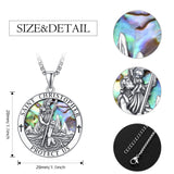 Sterling Silver Saint Michael Saint Christopher Amulet Pendant Necklace for Men