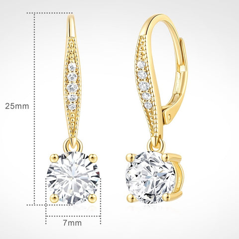 14K Gold Plated Cubic Zirconia Leverback Earring for Women