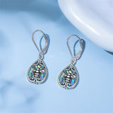 Sterling Silver Abalone Shell Filigree Dragonfly Butterfly Bee Hummingbird Leverback Earrings