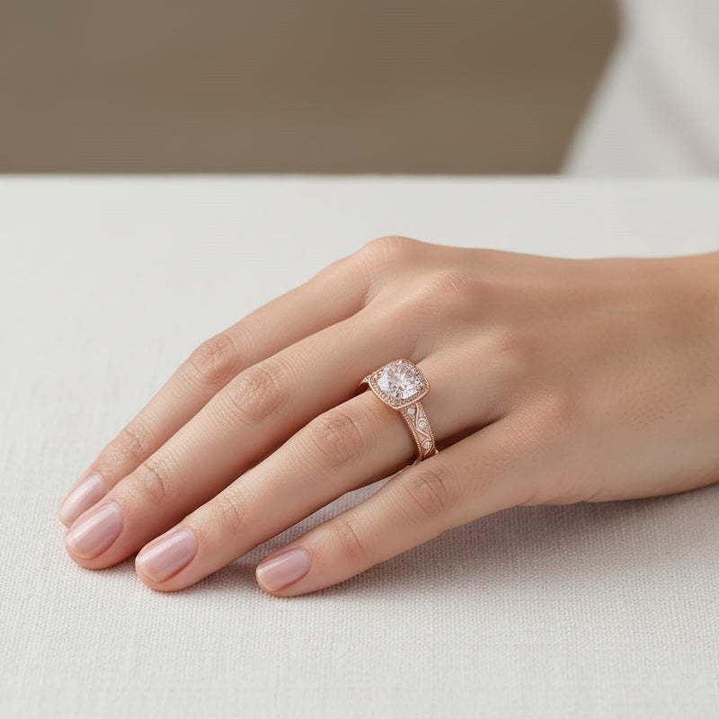 Sterling Silver 10K 14K 18K Gold Personalized Engraved 1-3 Carat Round Moissanite   Anniversary  Engagement Ring