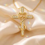 14K Gold Plated Stethoscope Cross Necklace Jewelry Christmas Graduation Nurses Week Gift