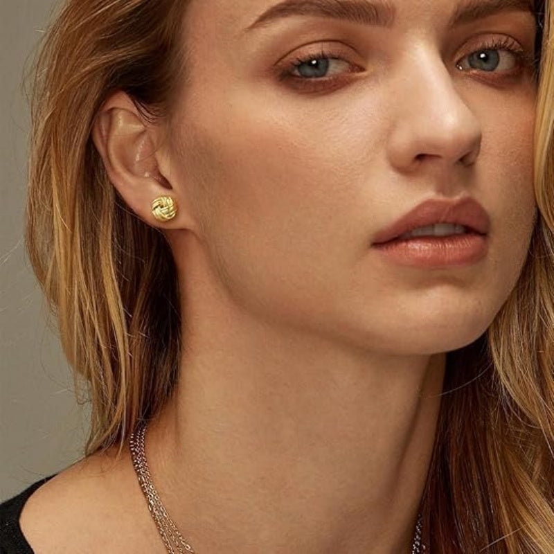 14K Gold Plated  Knot Stud Earrings for Women