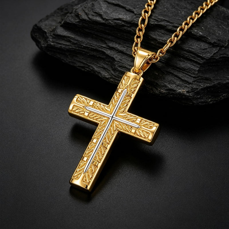 14K Gold  Plated Cross Necklace Simple Religious Jewelry Gift