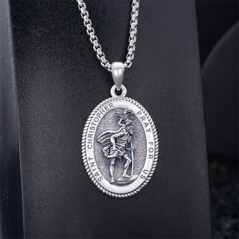 Sterling Silver Saint Joseph St Michael Saint Peter Saint Christopher Religious Pendant Necklace