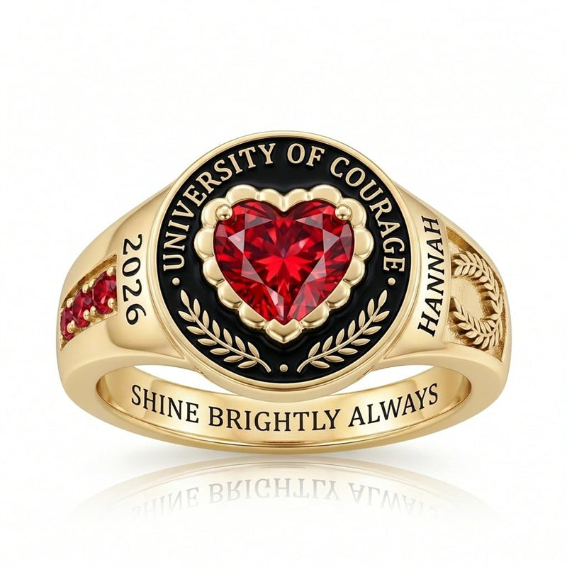 Sterling Silver Personalized Birthstone Class Ring for Women