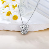 Sterling Silver 12 Month Birthstone Elephant Pendant Necklace