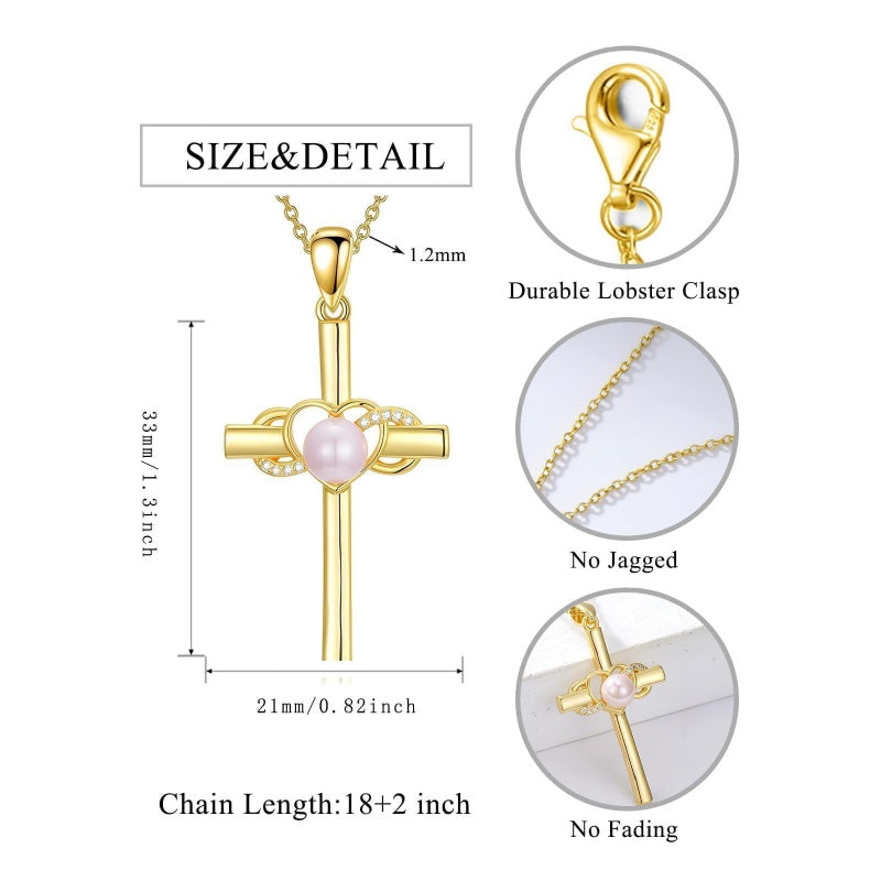 14K Gold Plated Cross Pendant Necklace for Women
