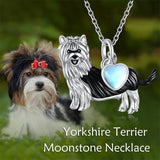 Sterling Silver Moonstone French Bulldog Yorkie Dog Pendant Necklace