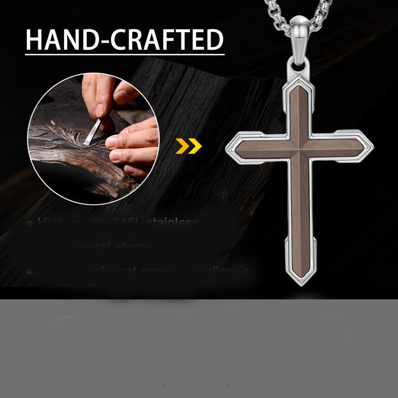 14K Gold Plated Wooden Cross Necklace  Christian Jewelry Gifts for Men