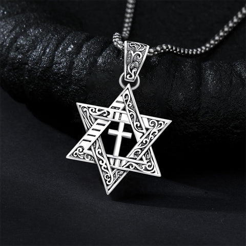 Sterling Silver Star of David Chai Cross Evil Eye Lion of Judah Menorah Tree of Life Protection Pendant Necklace