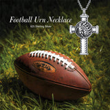 Sports Urn Necklace  for Women Men Sport Lover Sports Cremation Football Basketball Baseball Cross Pendant Jewelry