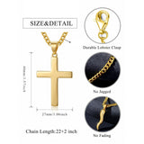 Cross Pendant Necklace for Men 14K Gold Plated Minimalist Christian Jewelry Religious Gift