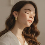 14K Gold  Round Cubic Zirconia Hoop Earrings for Women