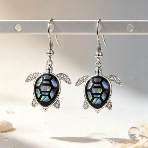 Sterling Silver Abalone Shell Hummingbird Owl Sea Turtle Cat Frog Horse Seahorse Dangle Earrings  Gifts for Christmas
