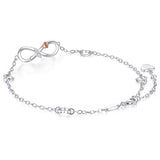 Sterling Silver Cubic Zirconia Infinity Heart Single Layer Anklet