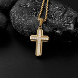 14K Gold Plated Cubic Zirconia Cross Necklace