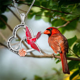 Sterling Silver Red Cardinal Pendant Necklace