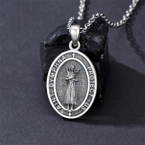 Sterling Silver St Anthony Francis Joseph Peregrine Raphael Sebastian Medal  Protection Pendant Necklace