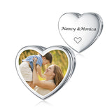 S925 Sterling Silver Personalized Photo Charm Fit Pandora Bracelet Necklace Customized Heart Round Shape Picture Bead