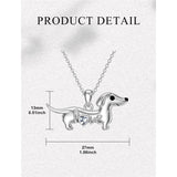 Sterling Silver Heart Birthstone  Dachshund Pendant Necklace