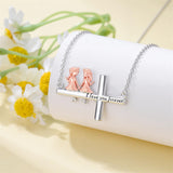Sterling Silver Cross Father Daughter Mother Daughter Sister Pendant Necklace Engraved with I Love You Forever