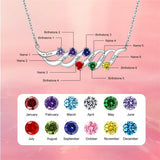 Sterling Silver Personalized Birthstone Name Wave Pendant Family Necklace